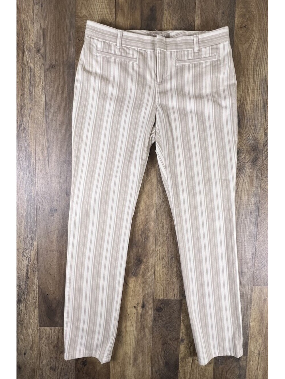 BANANA REPUBLIC Ryan Striped Pants Sz 0 Career Church Modest Casual Pocket
